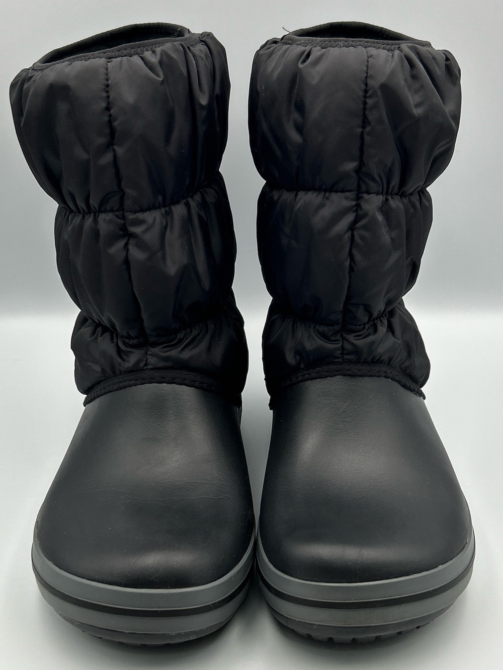 CROCS Winter Mid Calf Puff Snow Rain Boots Size 9 Waterproof Lined Pull On Black